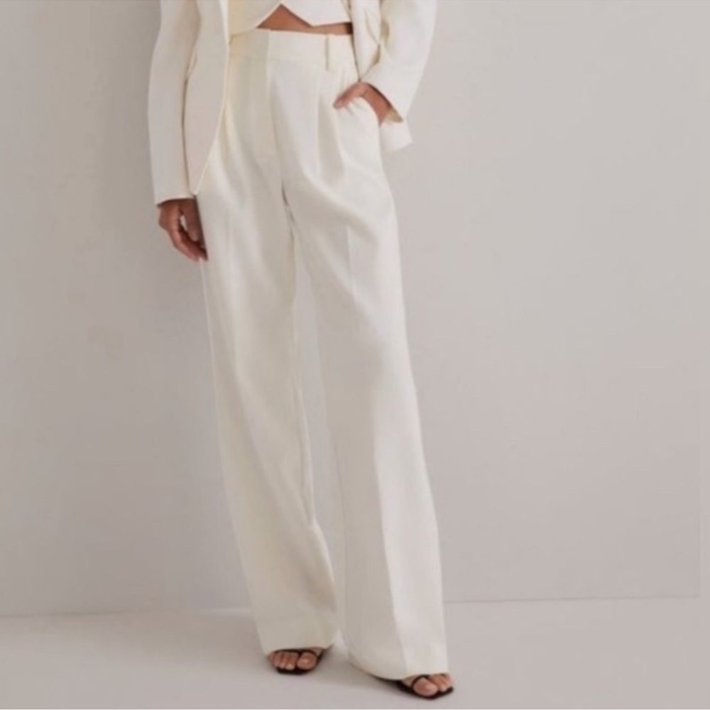 Anthropologie Favorite Daughter Ivory Wide Leg Trouser Pants Petite 8P NWT - Picture 8 of 8